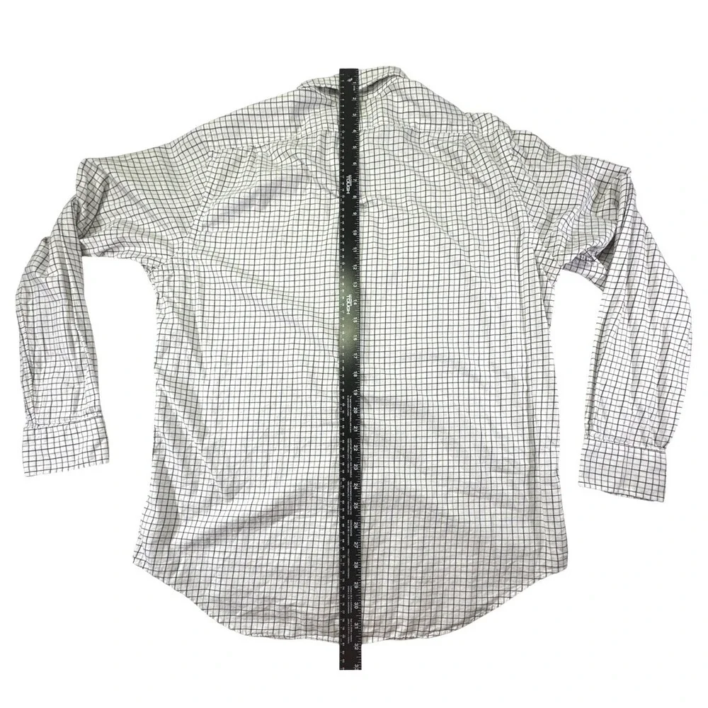 POLO RALPH LAUREN Mens  White Blue Plaid Classic Fit Lightweight Flannel Shirt L